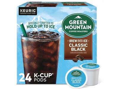 Green Mountain Brew-Over-Ice Classic Black Iced Coffee, Dark Roast, 0.40 oz. Keurig® K-Cup® Pods, 24/Box (390276)