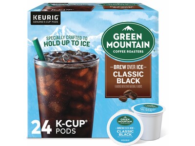 Green Mountain Brew-Over-Ice Classic Black Iced Coffee, Dark Roast, 0.40 oz. Keurig® K-Cup® Pods, 96/Box (390276CT)