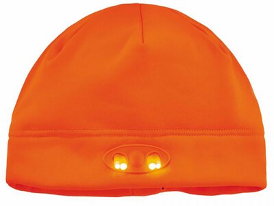 Ergodyne N-Ferno One Size Fits All Skull Cap Beanie Hat with LED Lights, Orange (16804)