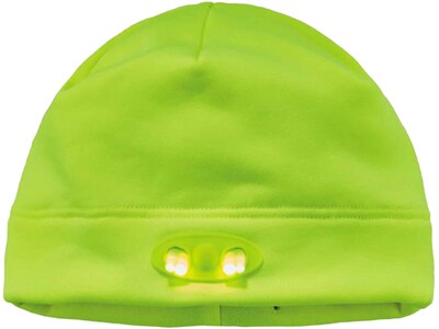 Ergodyne N-Ferno One Size Fits All Skull Cap Beanie Hat with LED Lights, Lime (16802)