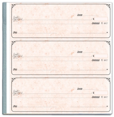 Custom 3-On-A-Page Business Size Checks with Deposit Tickets, Side-Tear, Prem Color, 1 Ply, 1 Color Printing, 8.25x3", 250/Pk