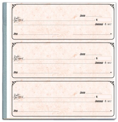 Custom 3-On-A-Page Business Size Checks with Dep Tckt, Side-Tear, Prem Color, 2 Ply/Duplicate, 1 Color Printing, 8.25x3", 250/Pk