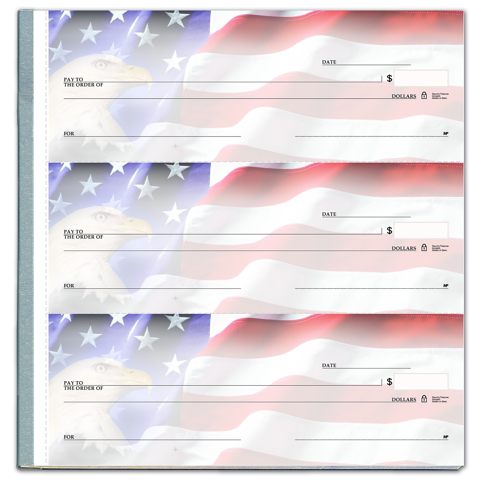 Custom 3-On-A-Page Business Size Checks with Deposit Tickets, Side-Tear, Prem Color, 1 Ply, 1 Color Printing, 8.25x3, 250/Pk