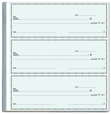 Custom 3-On-A-Page Business Size Checks with Deposit Tickets, Side-Tear, Stand Color, 1 Ply, 1 Color