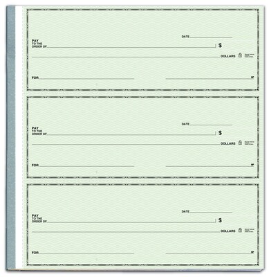 Custom 3-On-A-Page Business Size Checks with Deposit Tickets, Side-Tear, Stand Color, 1 Ply, 1 Color Printing, 8.25x3", 250/Pk