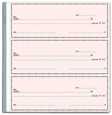 Custom 3-On-A-Page Business Size Checks with Deposit Tickets, Side-Tear, Stand Color, 1 Ply, 1 Color Printing, 8.25x3", 250/Pk
