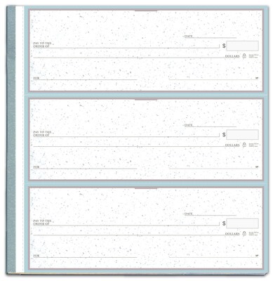 Custom 3-On-A-Page Business Size Checks with Dep Tckt, Side-Tear, Prem Color, 2 Ply/Duplicate, 1 Color Printing, 8.25x3", 250/Pk