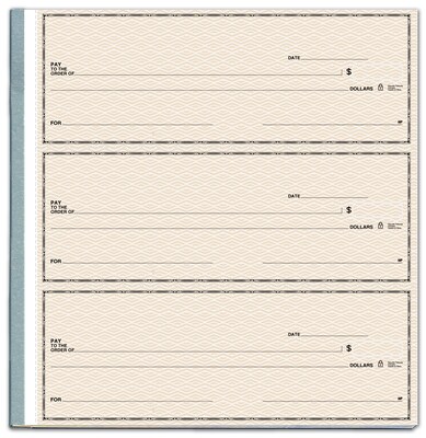 Custom 3-On-A-Page Business Size Checks with Deposit Tickets, Side-Tear, Stand Color, 1 Ply, 1 Color Printing, 8.25x3", 250/Pk