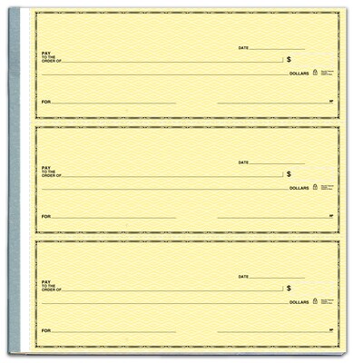 Custom 3-On-A-Page Business Size Checks with Deposit Tickets, Side-Tear, Stand Color, 1 Ply, 1 Color Printing, 8.25x3", 250/Pk