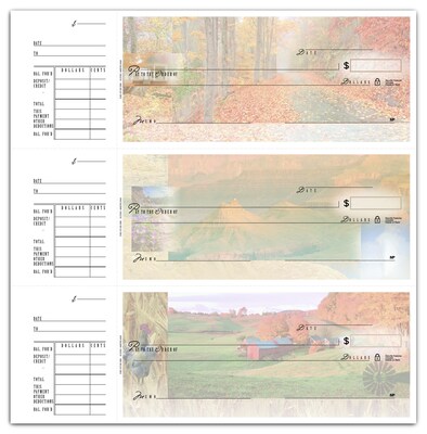 Custom 3-On-A-Page Compact Size Checks, Side-Tear Voucher, Premium Color, 1 Color Printing, 6" x 2.75", 250/Pk