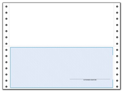 Custom Continuous Bottom Multi Purpose Check, 2 Ply/Duplicate, 1 Color Printing, Standard Check Colo