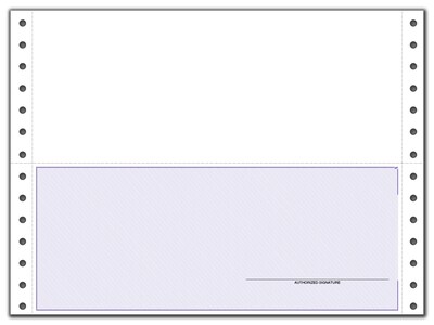 Custom Continuous Check, Compatible with MAS, Sage, 1 Ply, 1 Color Printing, Standard Check Color, 9-1/2" x 7", 500/Pk