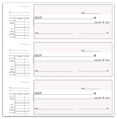 Custom 3-On-A-Page Compact Size Checks, Side-Tear Voucher, Premium Color, 1 Color Printing, 6" x 2.75", 250/Pk