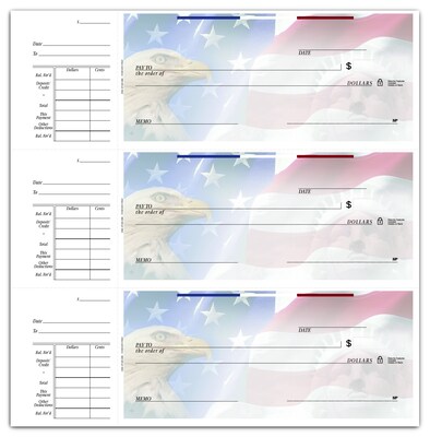 Custom 3-On-A-Page Compact Size Checks, Side-Tear Voucher, Premium Color, 1 Color Printing, 6" x 2.75", 250/Pk
