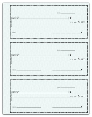 Custom 3-On-A-Page Compact Size Duplicate Checks with Register, Side-Tear, Stand Color, 1 Color Prin