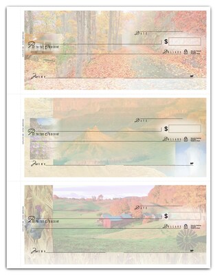 Custom 3-On-A-Page Compact Size Duplicate Checks with Register, Side-Tear, Prem Color, 1 Color Printing, 6" x 2.75", 250/Pk