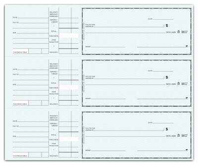 Custom 3-On-A-Page Compact Size Checks,, Side-Tear Voucher, 1 Ply, Standard Color, 1 Color Printing,