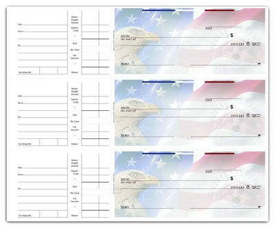 Custom 3-On-A-Page Compact Size Checks, Side-Tear Voucher, 1 Ply, Premium Color, 1 Color Printing, 6" x 2.75", 250/Pk