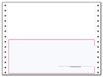 Custom Continuous Check, Compatible with MAS, Sage, 1 Ply, 1 Color Printing, Standard Check Color, 9-1/2" x 7", 500/Pk