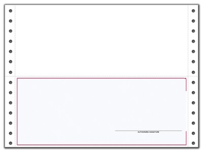 Custom Continuous Check, Cmptble with MAS, Sage, 3 Ply/Triplicate, 1 Color Printing, Standard Check Color, 9-1/2" x 7", 500/Pk