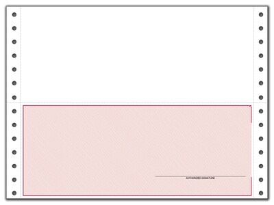 Custom Continuous Check, Cmptble with MAS, Sage, 3 Ply/Triplicate, 1 Color Printing, Standard Check Color, 9-1/2" x 7", 500/Pk