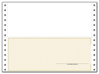 Custom Continuous Check, Cmptble with MAS, Sage, 3 Ply/Triplicate, 1 Color Printing, Standard Check Color, 9-1/2" x 7", 500/Pk