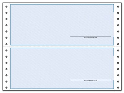 Custom Continuous 3-1/2" Multi-Purpose Check, Lined, 3 Ply/Triplicate, 1 Clr Printing, Standard Check Clr, 9-1/2"x3-1/2", 500/Pk