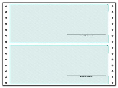 Custom Continuous 3-1/2" Multi-Purpose Check, Lined, 2 Ply/Duplicate, 1 Clr Printing, Standard Check Clr, 9-1/2"x3-1/2", 500/Pk