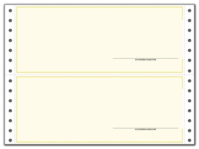 Custom Continuous 3-1/2" Multi-Purpose Check, Lined, 2 Ply/Duplicate, 1 Clr Printing, Standard Check Clr, 9-1/2"x3-1/2", 500/Pk