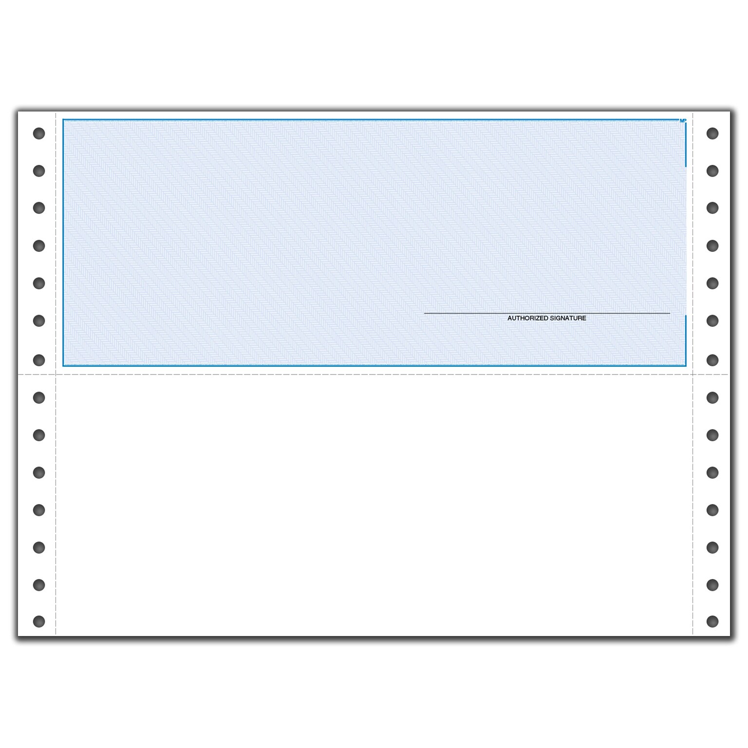 Custom Continuous Top Check, QuickBooks, Unlined, 1 Ply, 1 Color Printing, Standard Check Color, 9-1/2 x 7, 500/Pk