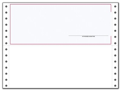 Custom Continuous Top Check, QuickBooks, Unlined, 2 Ply/Duplicate, 1 Color Printing, Standard Check Color, 9-1/2" x 7", 500/Pk