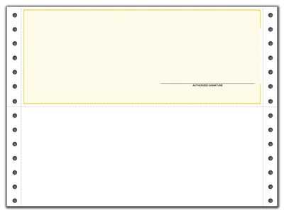 Custom Continuous Top Check, QuickBooks, Unlined, 3 Ply/Triplicate, 1 Color Printing, Standard Check Color, 9-1/2" x 7", 500/Pk