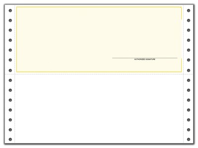 Custom Continuous Top Check, QuickBooks, Unlined, 2 Ply/Duplicate, 1 Color Printing, Standard Check Color, 9-1/2" x 7", 500/Pk