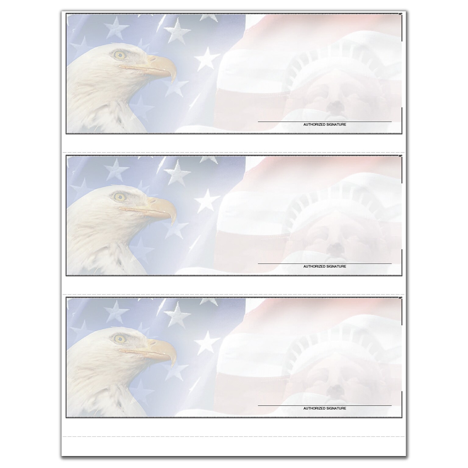 Custom 3-To-A-Page Laser Checks, Lined, 2 Ply/Duplicate, 2 Color Printing, Premium Check Design, 8-1/2 x 11, 300/Pack