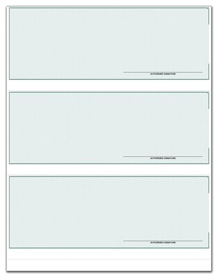 Custom 3-To-A-Page Laser Checks, Lined, 1 Ply, 1 Color Printing, Standard Check Color, 8-1/2" x 11", 300/Pack