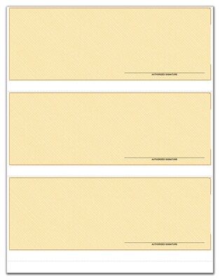 Custom 3-To-A-Page Laser Checks, Lined, 2 Ply/Duplicate, 1 Color Printing, Standard Check Color, 8-1/2" x 11", 300/Pack