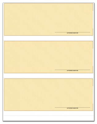 Custom 3-To-A-Page Laser Checks, Lined, 1 Ply, 1 Color Printing, Standard Check Color, 8-1/2" x 11", 300/Pack