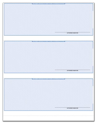 Custom 3-To-A-Page Laser Checks, Unlined, 3 Ply/Triplicate, 1 Color Printing, Standard Check Color, 8-1/2" x 11", 300/Pack