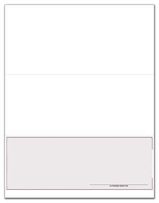 Custom Laser Check, Compatible with Design Manager, 1 Ply, 2 Color Printing, Standard Check Color, 8-1/2" x 11", 500/Pk