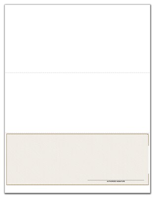 Custom Laser Check, Compatible with Design Manager, 1 Ply, 2 Color Printing, Standard Check Color, 8-1/2" x 11", 500/Pk