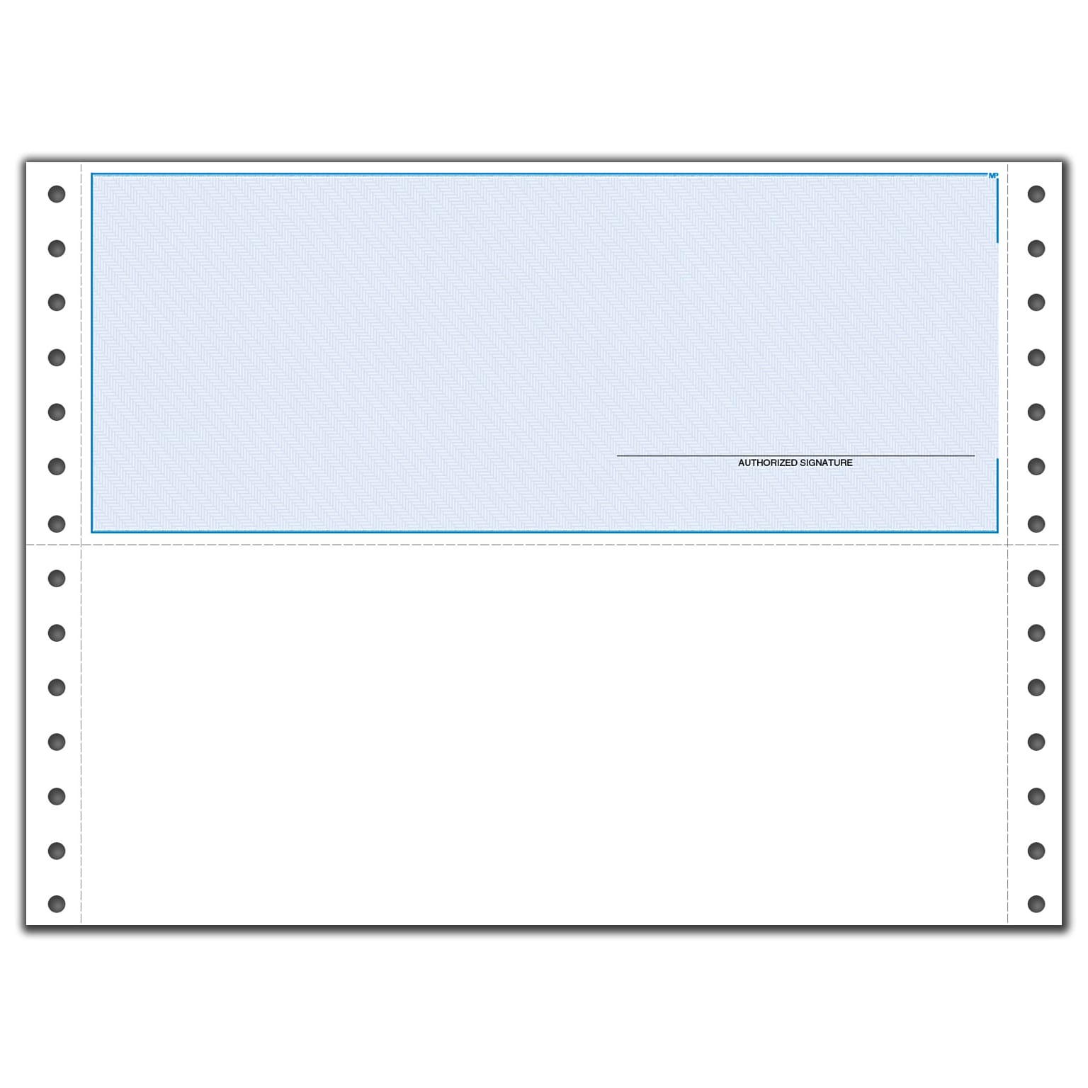 Custom Continuous Top Check, QuickBooks Compatible, Lined, 1 Ply, 1 Color Printing, Standard Check Color, 9-1/2 x 7, 500/Pk