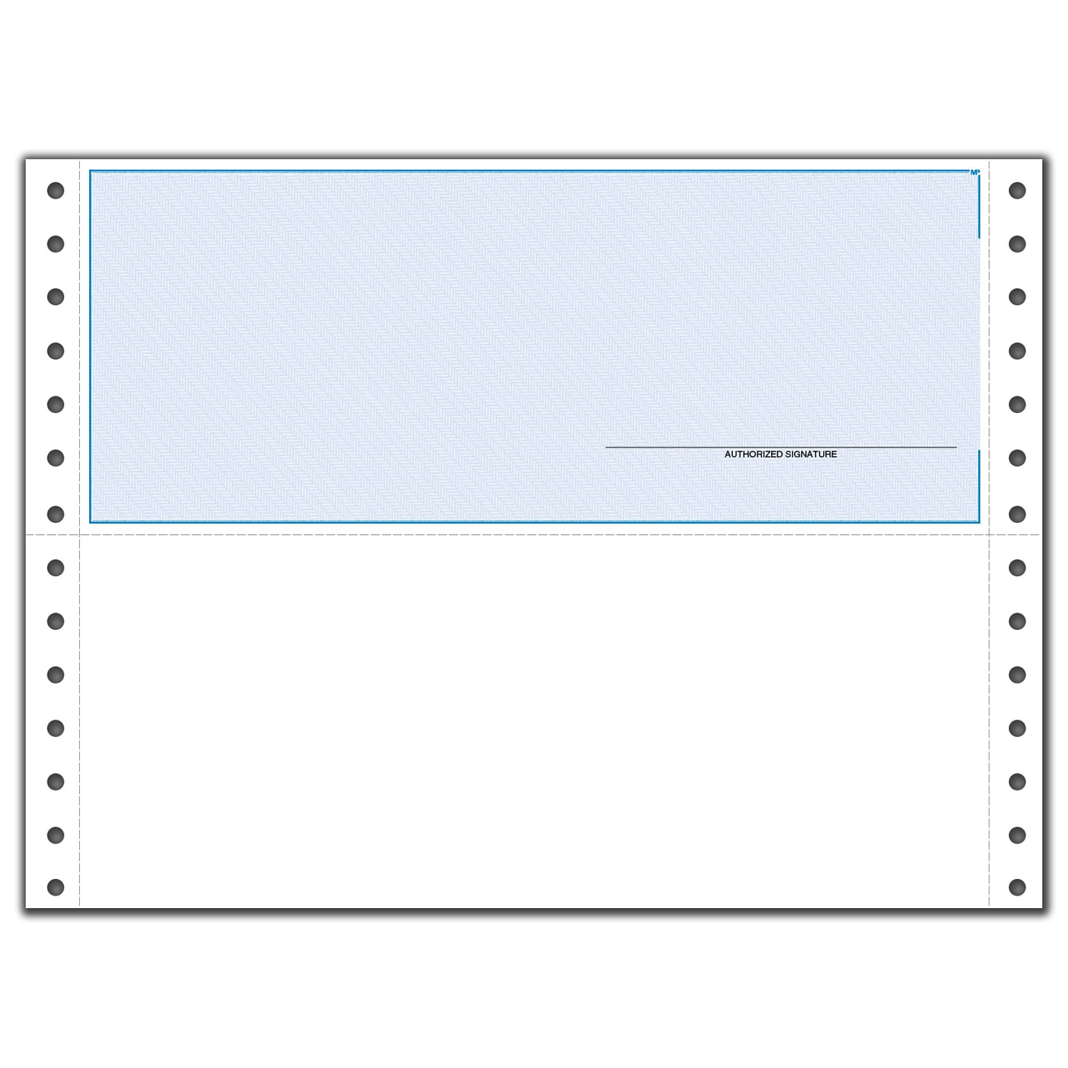 Custom Continuous Top Check, QuickBooks Cmptble, Lined, 2 Ply/Duplicate, 1 Clr Printing, Standard Check Clr, 9-1/2 x 7, 500/Pk