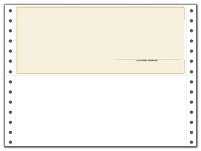 Custom Continuous Top Check, QuickBooks Cmptble, Lined, 2 Ply/Duplicate, 1 Clr Printing, Standard Check Clr, 9-1/2" x 7", 500/Pk