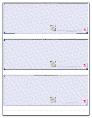 Custom High Security 3-To-A-Page Laser Check, 3 Ply/Triplicate, 1 Color Printing, Standard Check Color, 8-1/2" x 11", 300/Pack