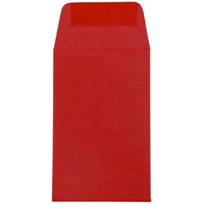 JAM Paper® #1 Coin Business Colored Envelopes, 2.25 x 3.5, Red Recycled, 100/Pack (356730632F)