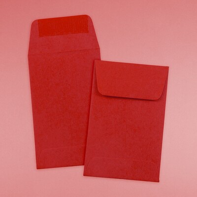 JAM Paper® #1 Coin Business Colored Envelopes, 2.25 x 3.5, Red Recycled, 100/Pack (356730632F)