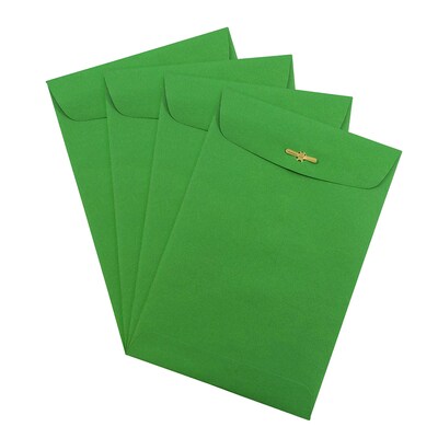 JAM Paper® 6 x 9 Open End Catalog Colored Envelopes with Clasp Closure, Green Recycled, 25/Pack (87923F)