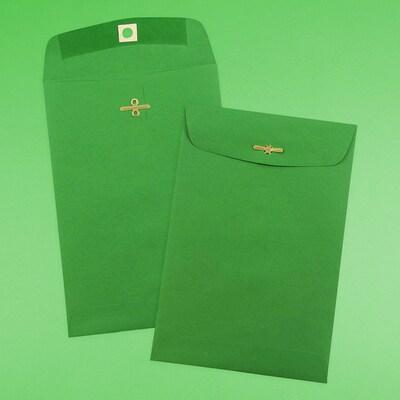 JAM Paper® 6 x 9 Open End Catalog Colored Envelopes with Clasp Closure, Green Recycled, 25/Pack (87923F)