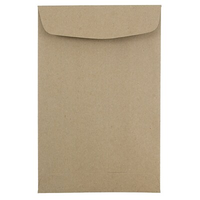 JAM Paper® 6 x 9 Open End Catalog Envelopes, Brown Kraft Paper Bag, 10/Pack (51286524B)