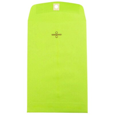 JAM Paper 6 x 9 Open End Catalog Colored Envelopes with Clasp Closure, Ultra Lime Green, 10/Pack (